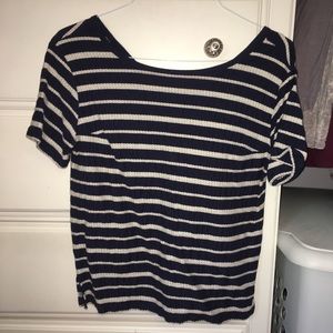 blue and white striped shirt